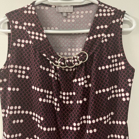 Laura Petites Women's Sleeveless Blouse, Small (Petite), Purple Patterned - Picture 3 of 7